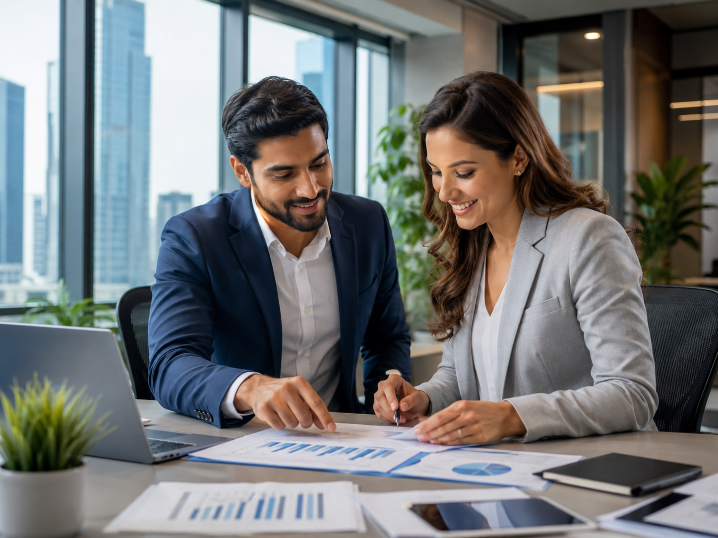 Business leaders building strategic partnerships